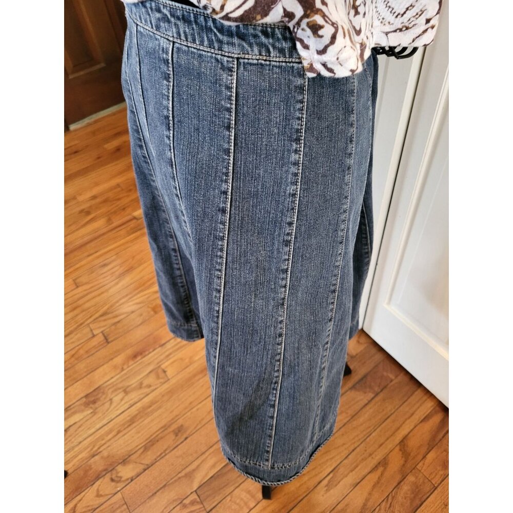 Sonoma Y2K A Line Full Mini Skirt Medium Wash 10 Boho 00s 2010 Retro Western - Picture 4 of 7